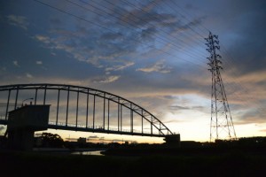 素晴らしい夕景、しかもお気に入りの勢田川水管橋にて