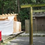 覆屋が取り外された新しい殿舎、江神社（皇大神宮 摂社）