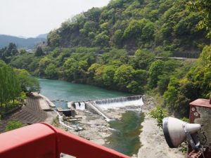 茶倉橋（櫛田川）から望む立梅用水の井堰
