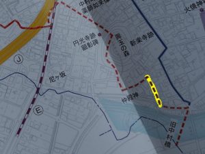 中村町の史跡と変遷の図より旧参宮道部分の抜粋